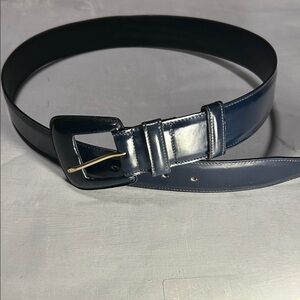 Women's 1 1/2” Wide Nordstroms Genuine Leather Belt In Navy Blue, Size 30